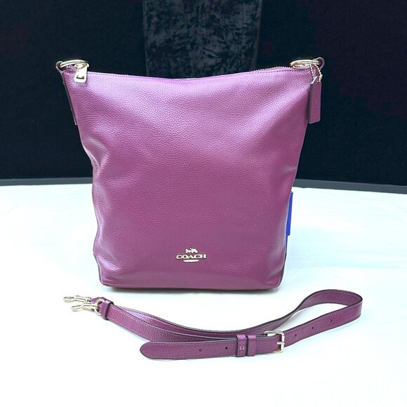 Coach Abby Duffle Crossbody Bag Plum Color Leather - Picture 1 of 6